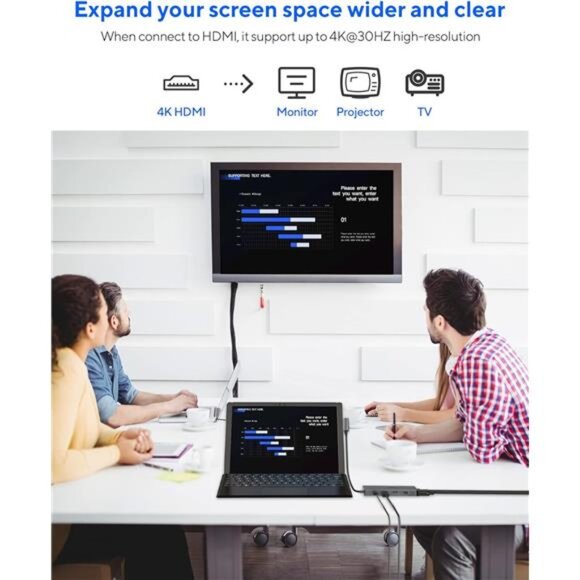 USB C Dock for Surface Pro 7, 11 in 2 Surface Pro 7 USB C Docking Station. - Picture 5 of 7